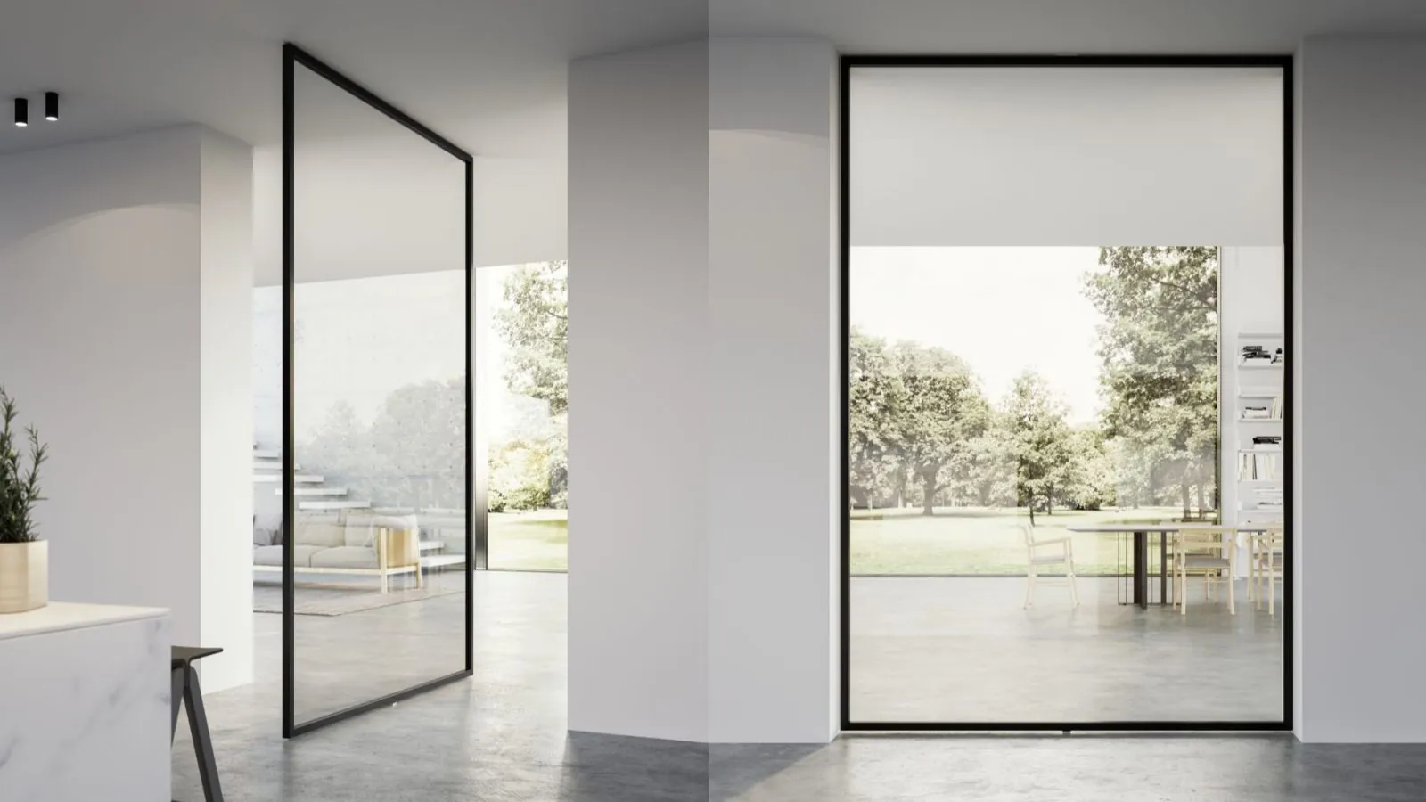 QUADRA: Eleganza e Funzionalità con le Porte Scorrevoli e a Bilico in Vetro di ADL Design